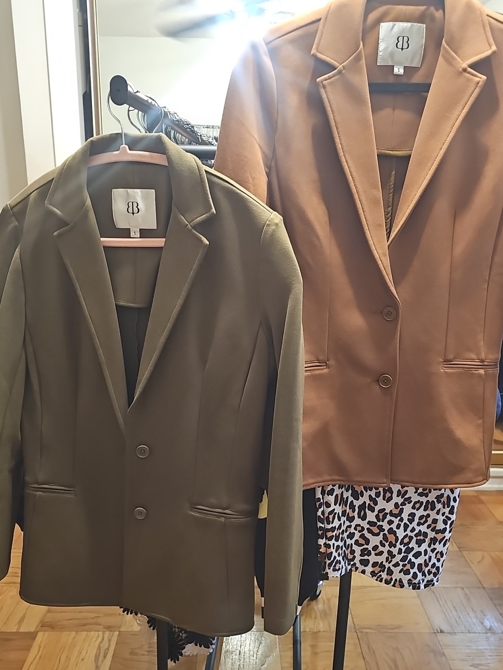 Betabrand Tan and Green Garment with Care Label